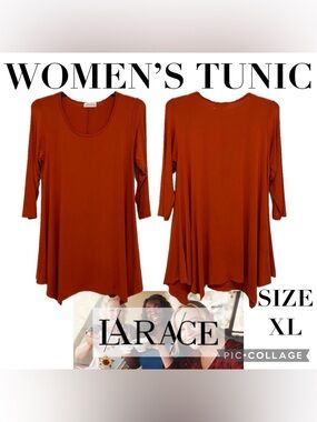 Womens Clothes LARACE 3/4 Length Sleeves Tunic Top Size XL